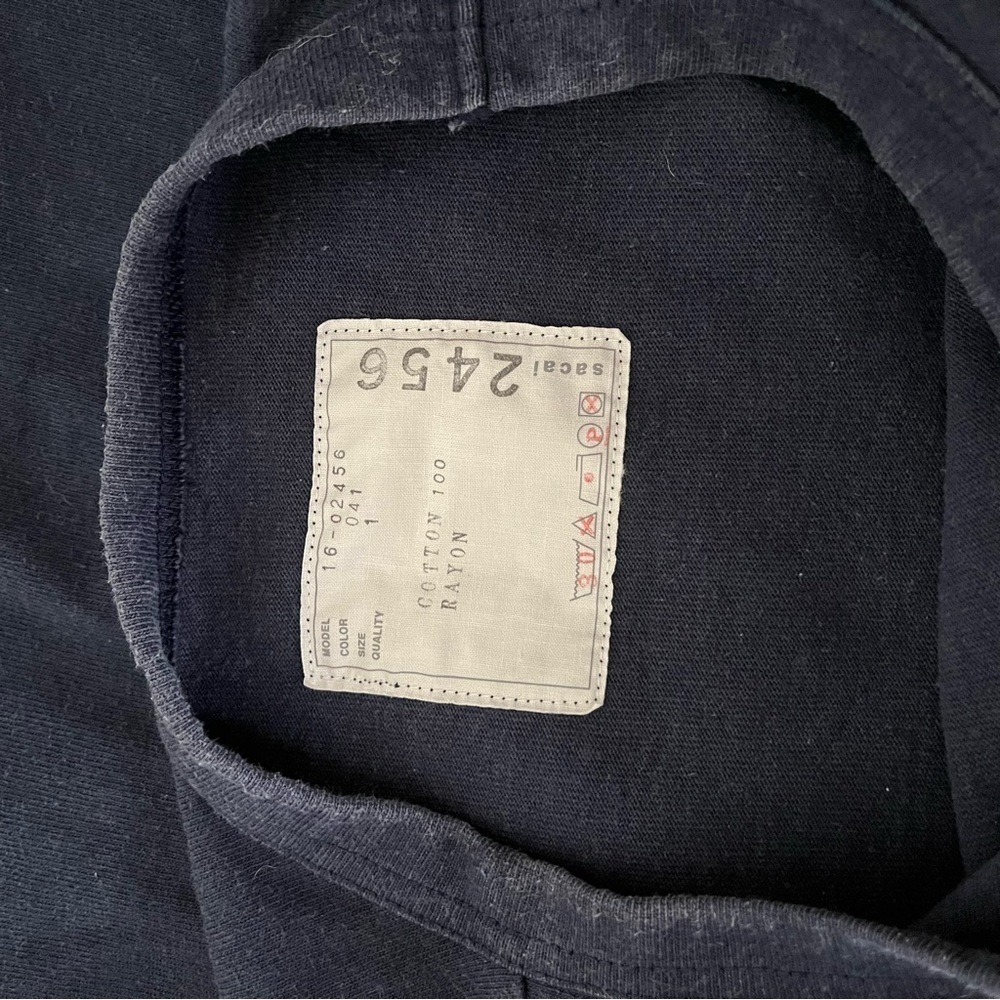 SACAI sz 1 S Navy Blue Short Sleeve Tshirt Tee Paradise Garage Side Zippers - Picture 11 of 14